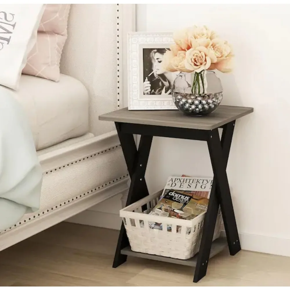 

20 in. Simplistic Oak Criss-Crossed End Table; Cross leg end table is stylish yet functional and space-saving for your home.