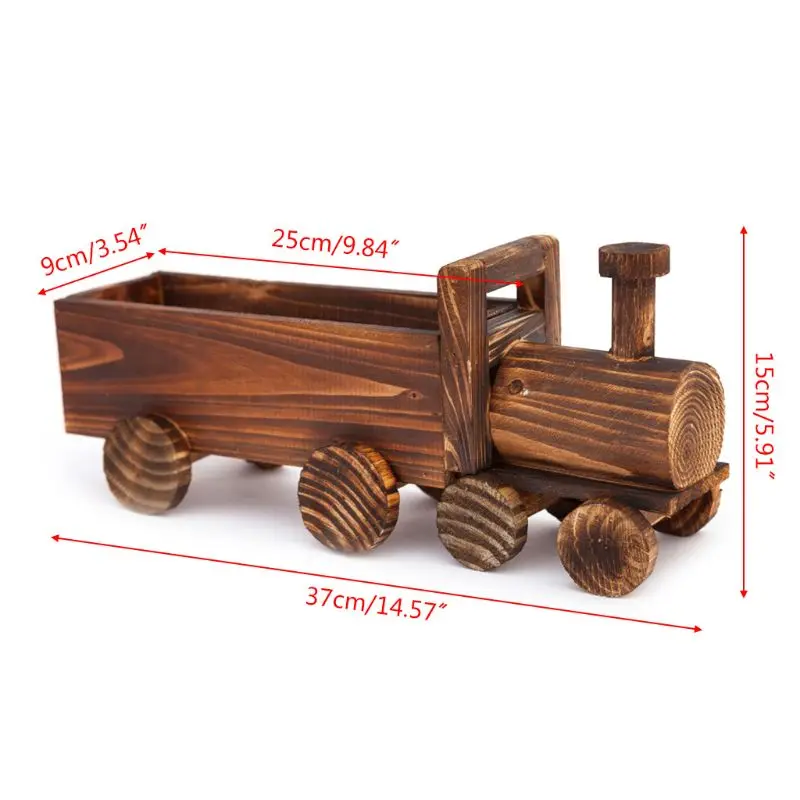 Retro treno in legno vaso da fiori pianta grassa in vaso fioriera bonsai giardino domestico