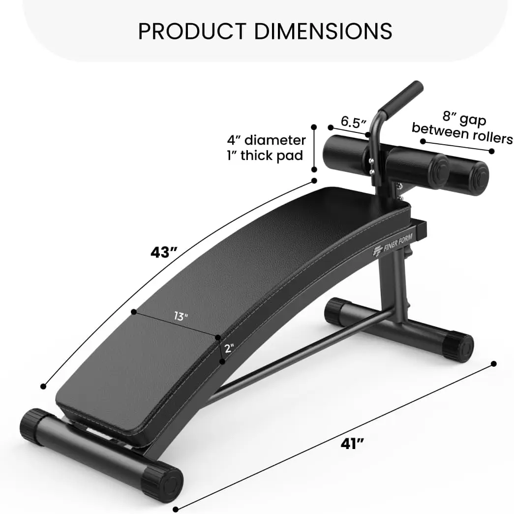 -Quality Sit Up Bench with Reverse Crunch Handle - Curved Ab Workout Bench for Your Home Gym. More Effective than an Ab Machine