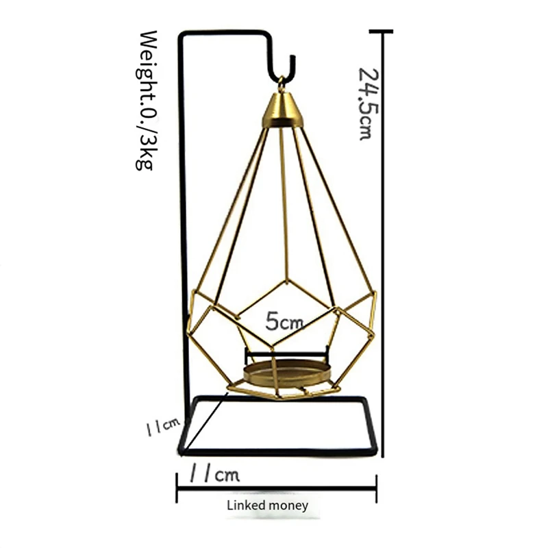Железный подсвечник, подвесной геометрический подсвечник с черно-железная подставка, роскошный романтический подсвечник, простой в использовании Декор