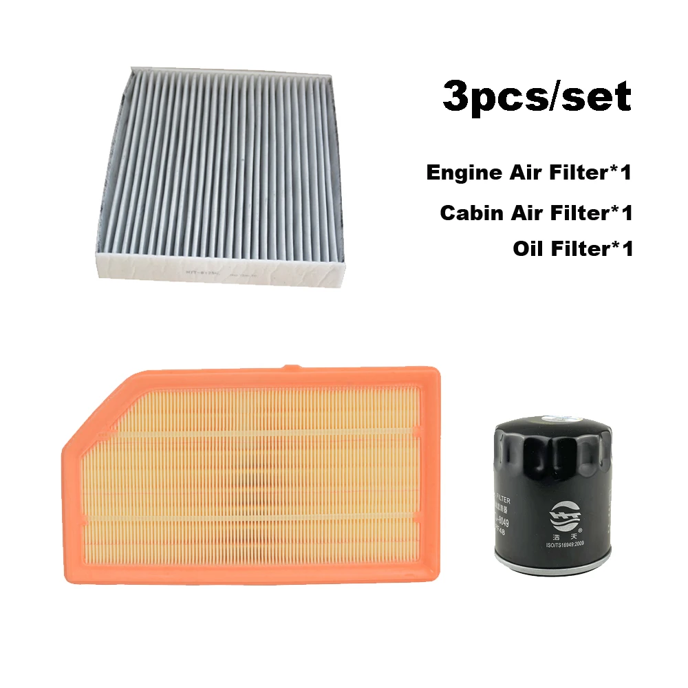 3pcs Filter Set For GEELY Galaxy L6 L7 1.5T 2023-2024 A/C Cabin Engine Air Cleaner Oil Filter Car Auto Accessories BHE15-BFZ