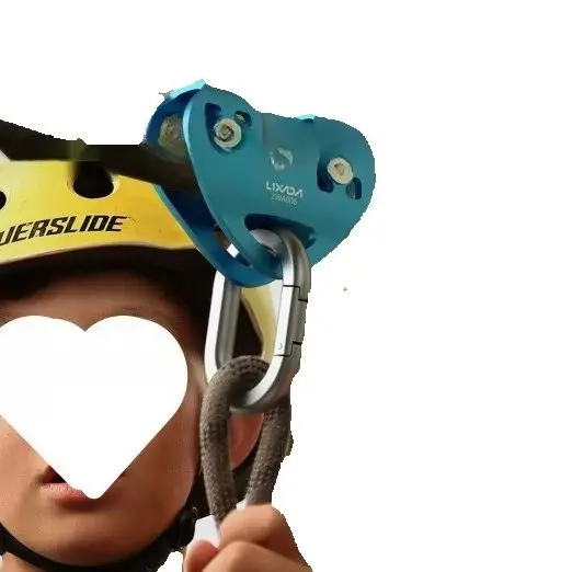 Outdoor Climbing Hoisting and Transportation Mountaineering Pulley Heart-shaped Double Pulley Steel Cable Ropeway Pulley Block