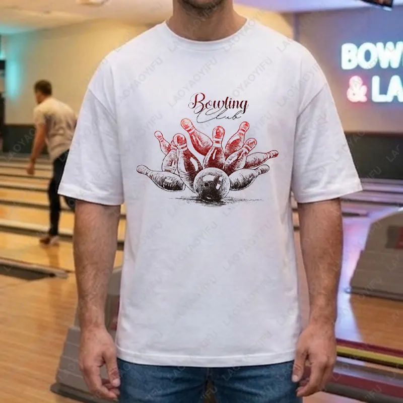 Men & Women's Funny Bowling Design Graphic T-Shirt Modal Short Sleeve Round Neck Casual Sports Tshirt Fashion Streetwear