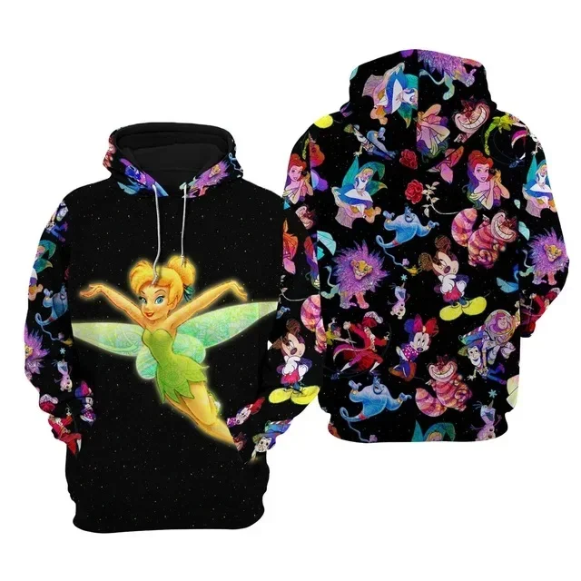 MINISO Boys and Girls Hoodies Tinker Bell Pullover 3D Printed Cartoon Hoodies Fashion Men's Hoodies Disney Men's Clothing