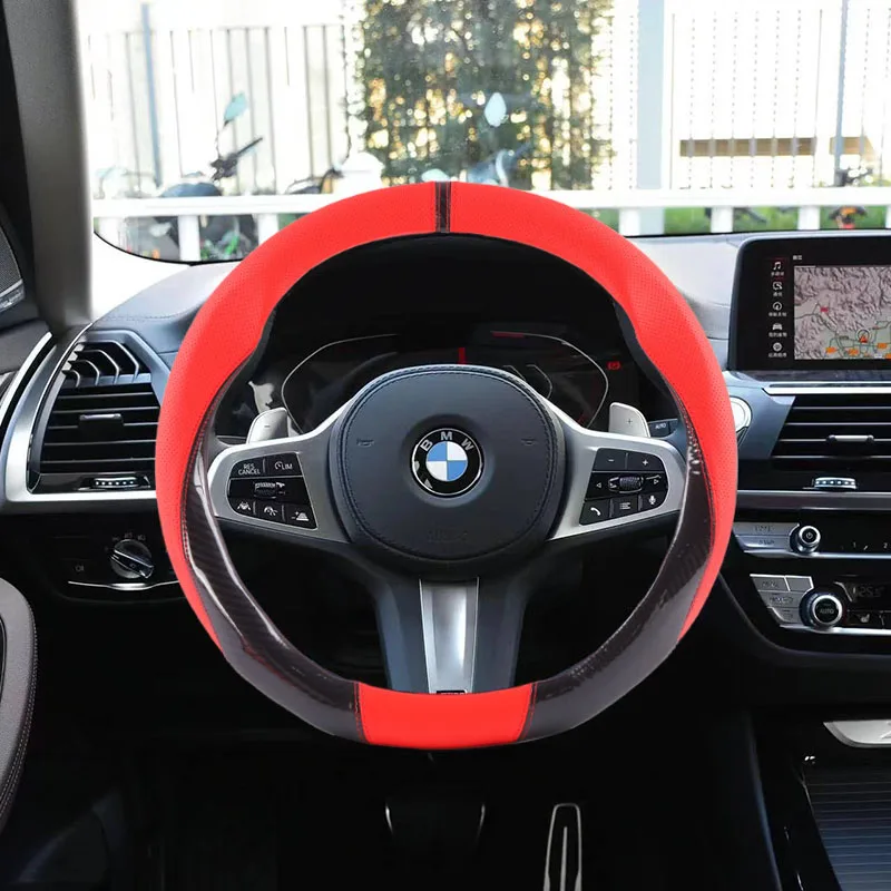 38CM Carbon Fiber Car Steering Wheel Cover For BMW X3 G01 X4 G02 FRONT SPLITTER LIP FIT 2017 2018 2019 2020-2026 2014 2015 2016