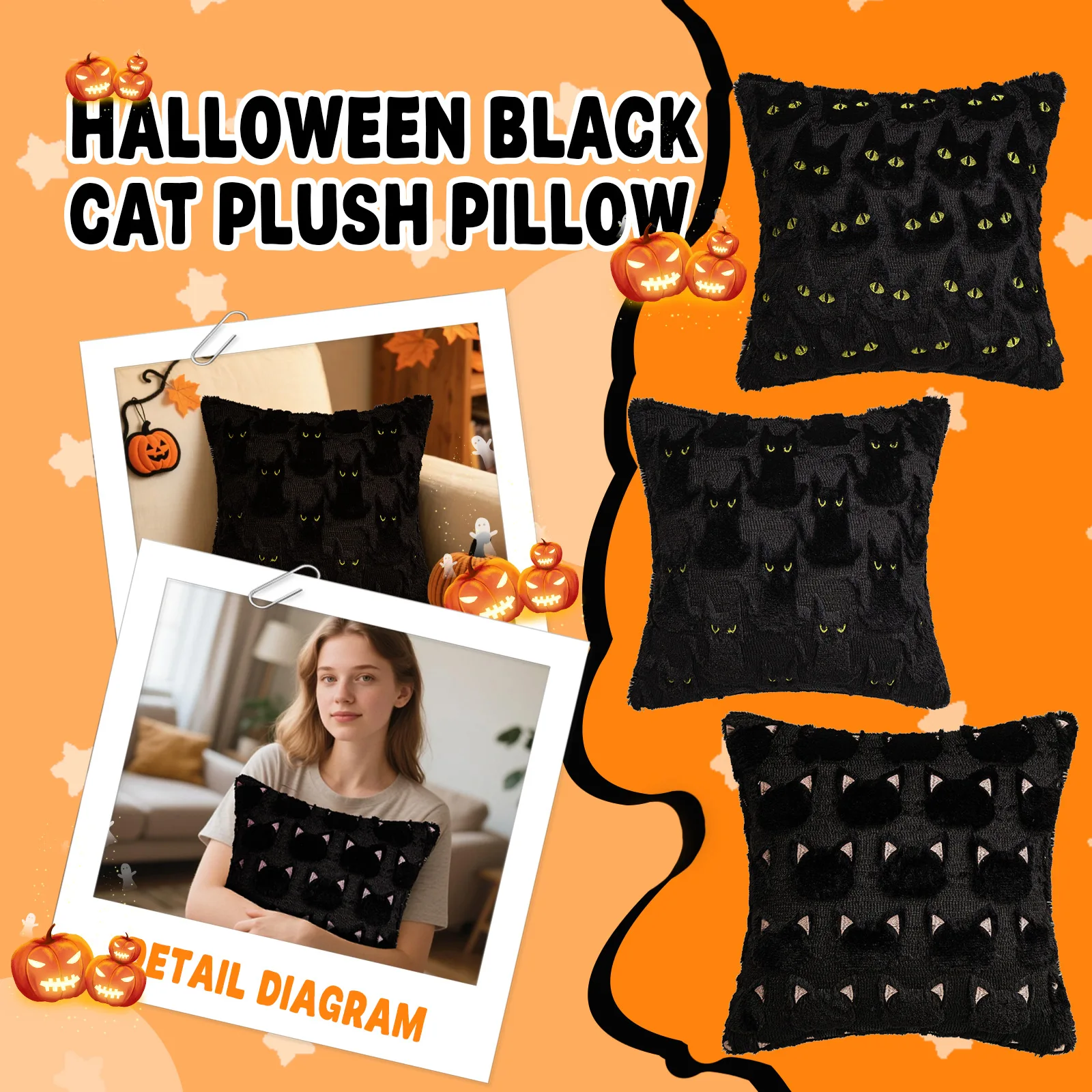 

Halloween Classic Fashion Pillowcase Soft Comfort Spooky Ghost Pumpkin Style Pillowcase Suitable For Family Party Decoration