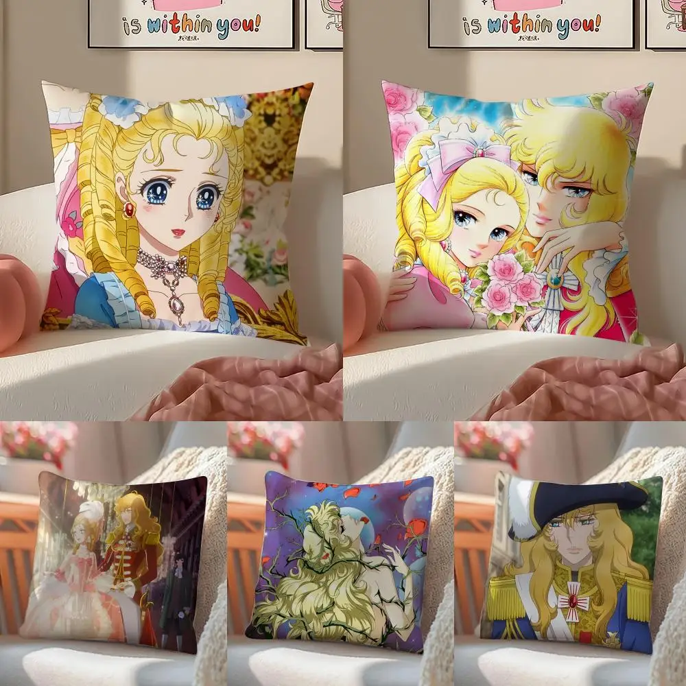 Romance Anime The R-Rose of Versailles Cushion Cover Pillowcase Short Plush Invisible zipper Room Sofa Cushion Cover