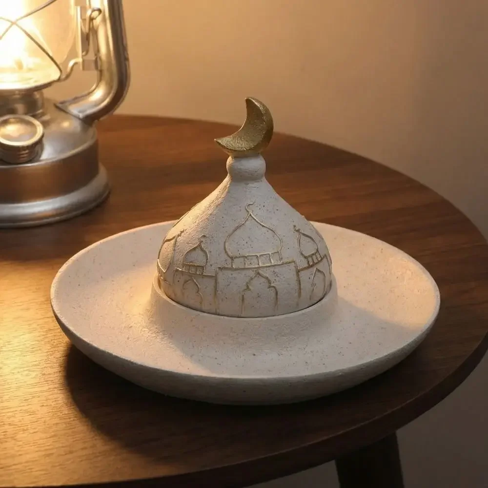 Resin Castle Figurine Storage Box Handmade Middle Eastern Style Food Serving Tray Decorative Ramadan Ornaments Car Decor