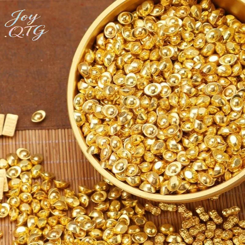 Hot Sale 100PCS Plastic Gold Attract Wealth Luck Charms Mini Dollars Ingots Gold Melon Seeds Handicraft