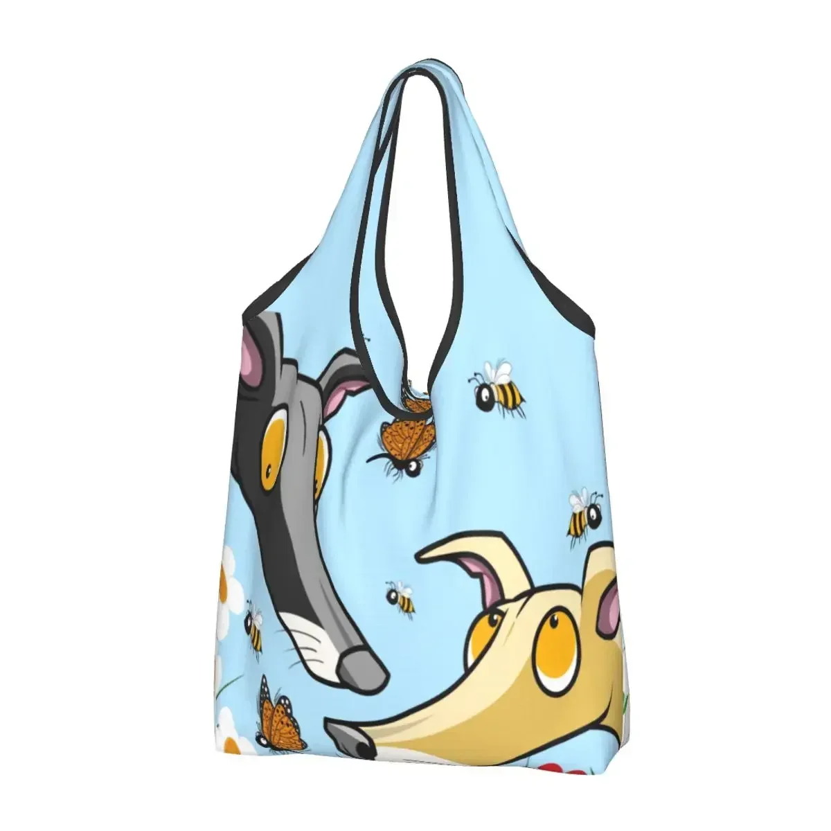 

Reusable Hounds Shopping Bag for Groceries Foldable Whippet Lurcher Dog Galgo Grocery Bags Washable Large Tote Bags