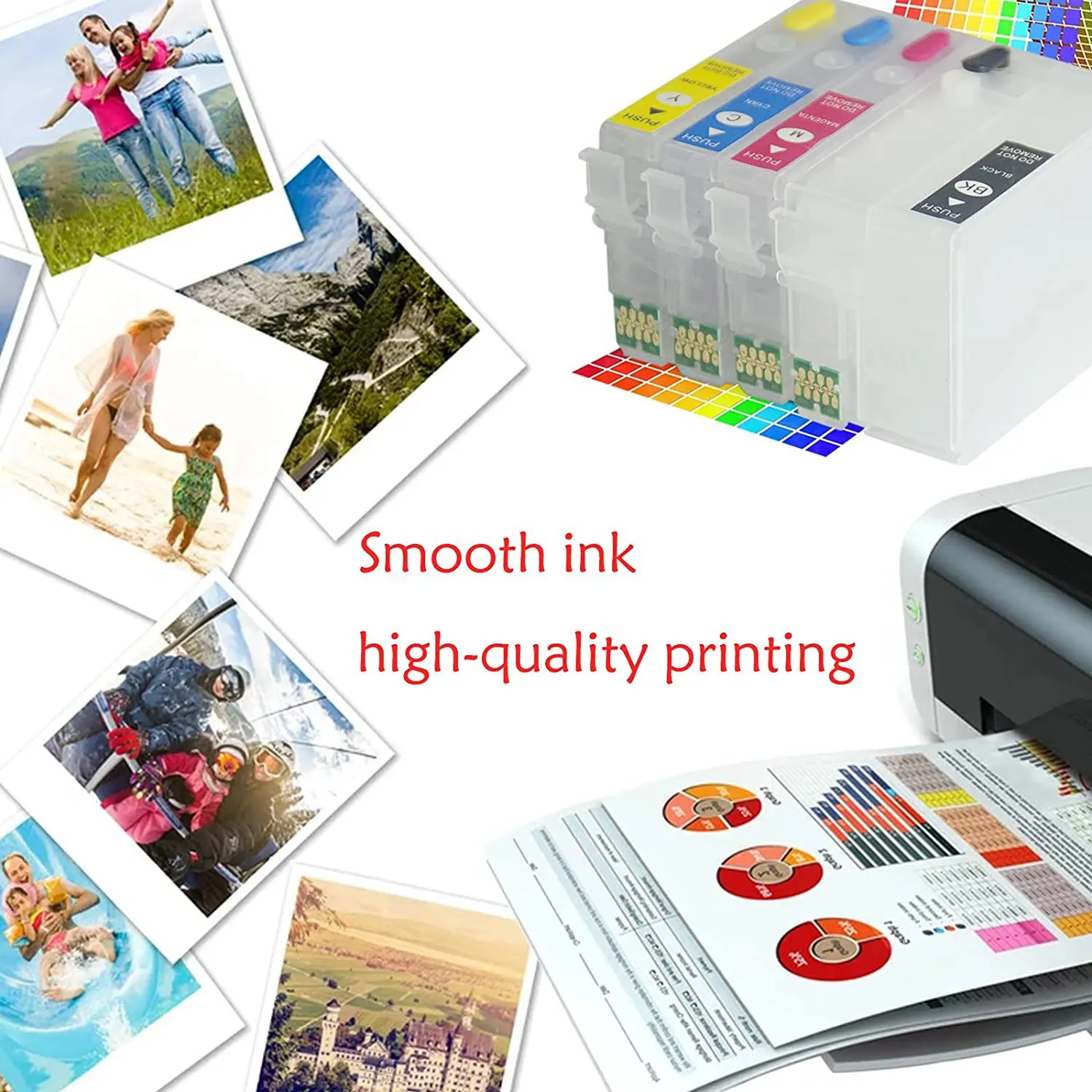 

Empty Refillable Ink Cartridges Compatible Replacement Ink Cartridges for WF-3620 3640 7610 Ink Cartridges, 4 Pack