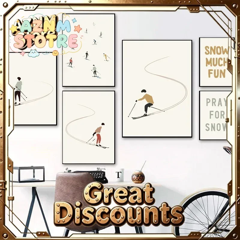 Skiing Ski Life Gondola Skis Quotes Modern Minimalist Wall Art Canvas Painting Posters And Prints Pictures For Living Room De