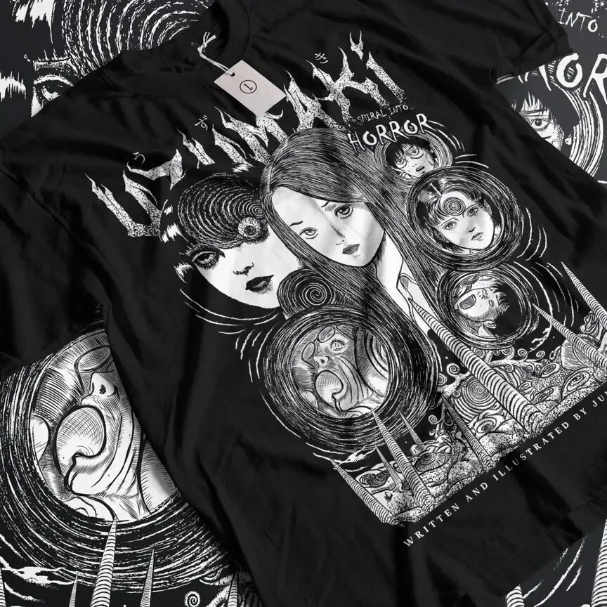 Junji Ito Uzumaki T-Shirt Horror Japan Guro Funny Girl Anime Gift Shirt All Size  Anime Clothes Women's Clothing