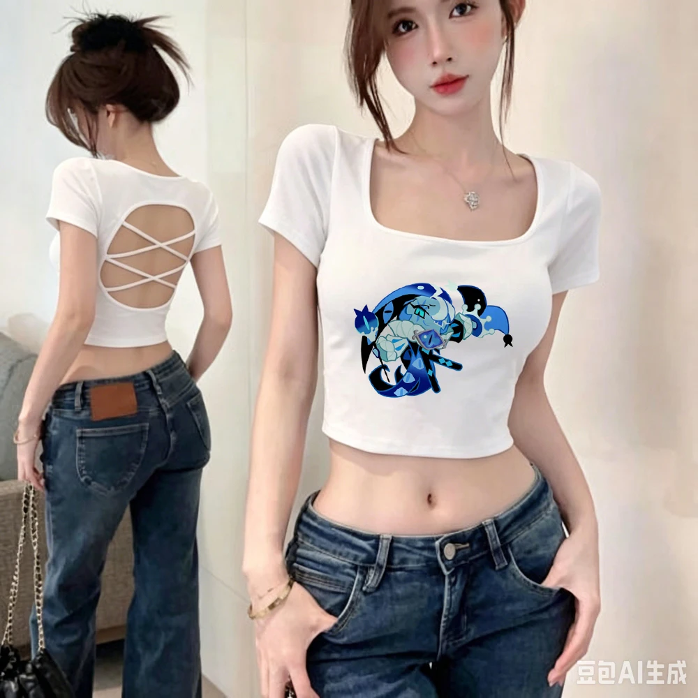 Shadow Milk Cookie cropped top girl meme japan harajuku emo vintage tshirt gothic summer clearance sales