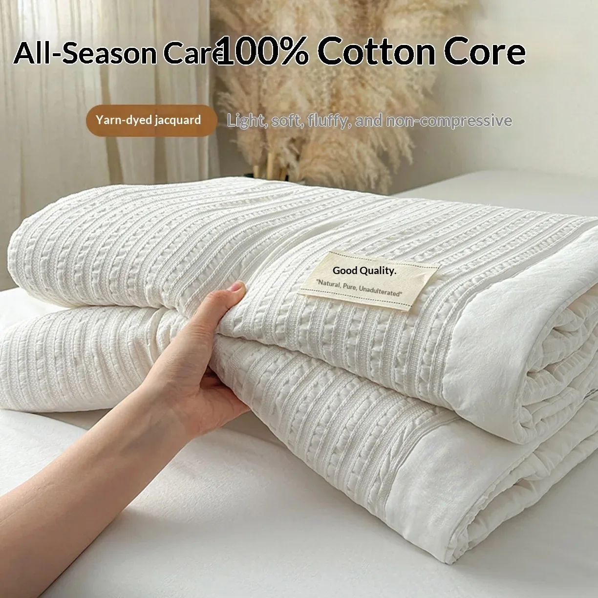 2026 New Style Color Stripe Woven 100% Cotton Summer Quilt 200x230cm Air Conditioned Breathable Comfortable