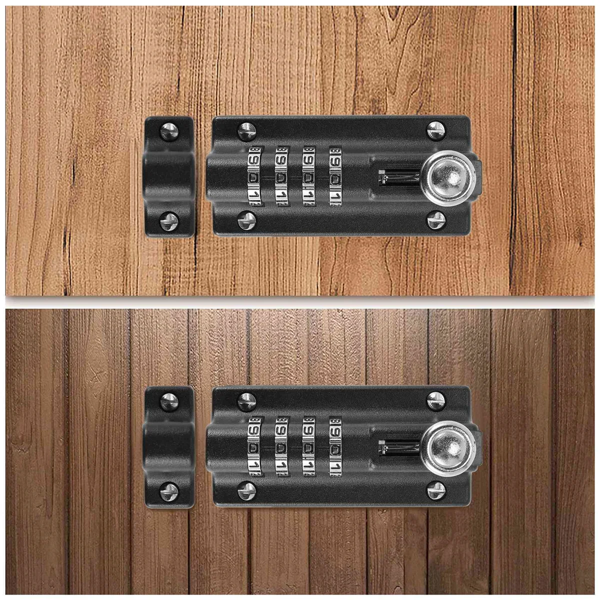 Password Lock Black Bolt Metal Door Latch Anti-Theft Safety Combination Digit Padlock Outdoor Home Wood Gate Hardware