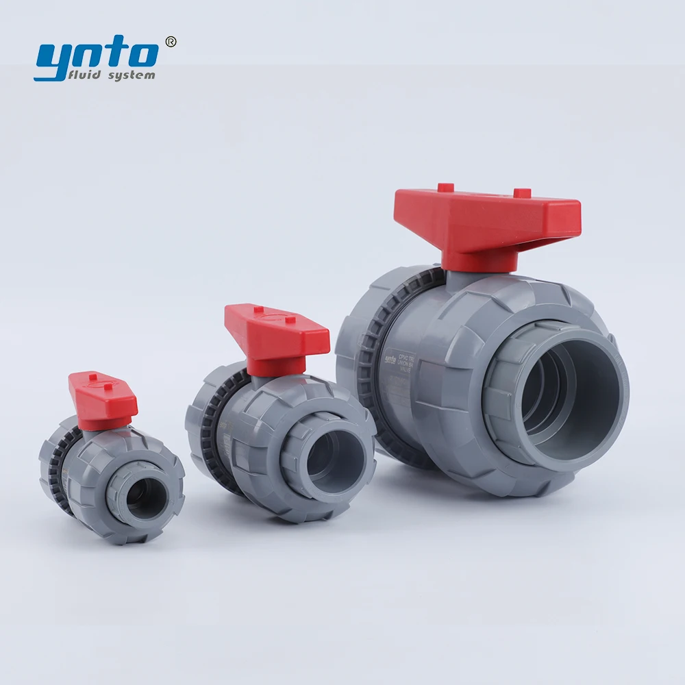 Lightweight Compact Double Union Manual Ball Valve CPVC Chemical-Resistant Thermoplastic for Pipeline
