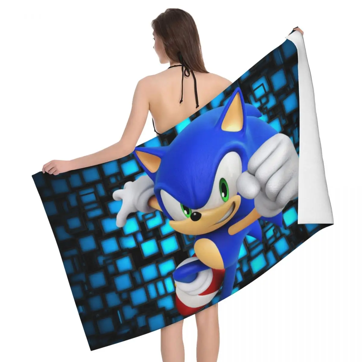 

Personalized S-Sonics Video Game Quick Dry Microfiber Bath Beach Towel Soft Linen Video Game The Hedgehog Yoga Bathroom Towels