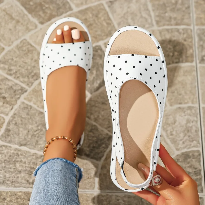 Wave Point Style Women's Round Open Toe Comfortable Lightweight Hollow Out Breathable Sandals Women Elegant Fashionable Sandals