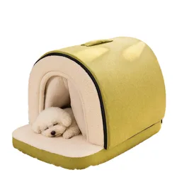 Casa cueva cálida de invierno para perros pequeños Bichón, lavable