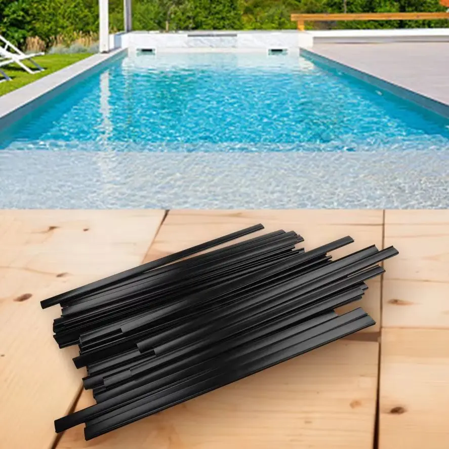 24 Inch Black PE Pool Coping Strips For Above Ground Pools, Retainer Clips To Secure Overlap Liners, 33/38/45 Pack