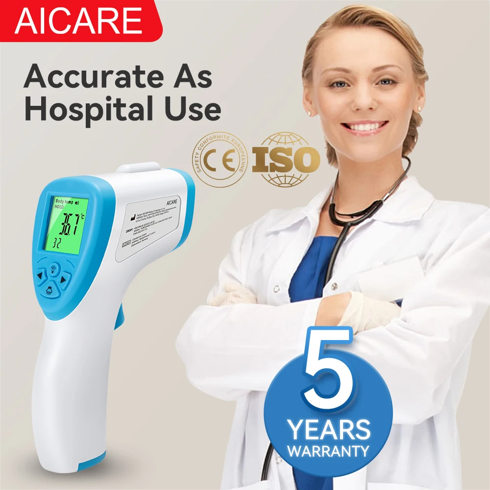 AICARE – thermomètre frontal électronique à infrarouge, sans Contact, pour bébé, adulte, outil médical de mesure de la fièvre, pour l\'extérieur et