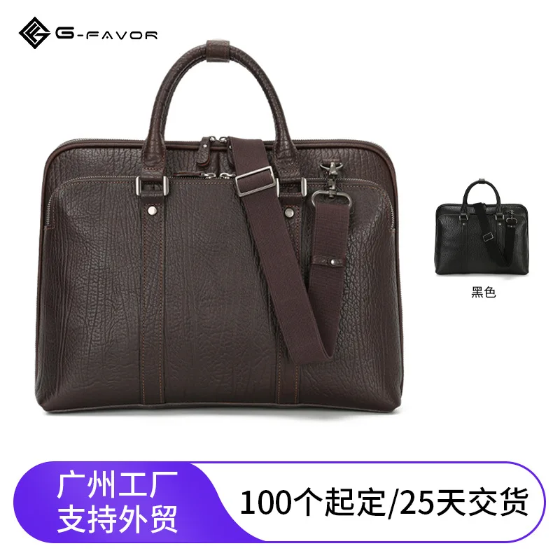 Business men's handbag, briefcase, shoulder bag, crossbody bag, genuine leather top-layer cowhide men's bag