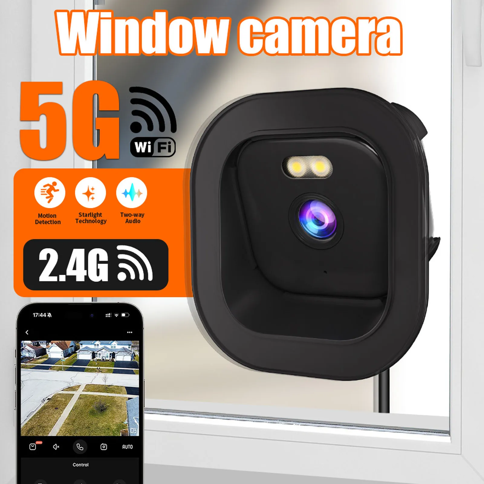 

2K Window Camera AI Full Color Anti Glare Indoor Security Camera with 2.4G 5G WiFi PIR Motion Detection for Home Baby Pet