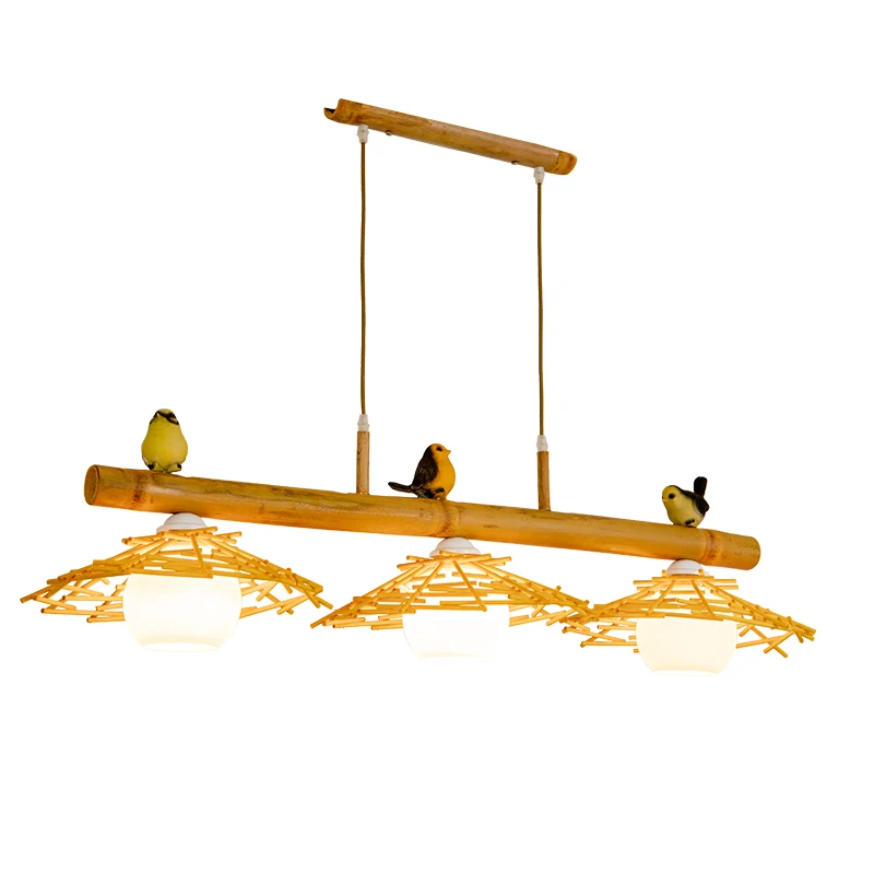 

Bamboo art chandelier restaurant bar clothing store creative simple lamps