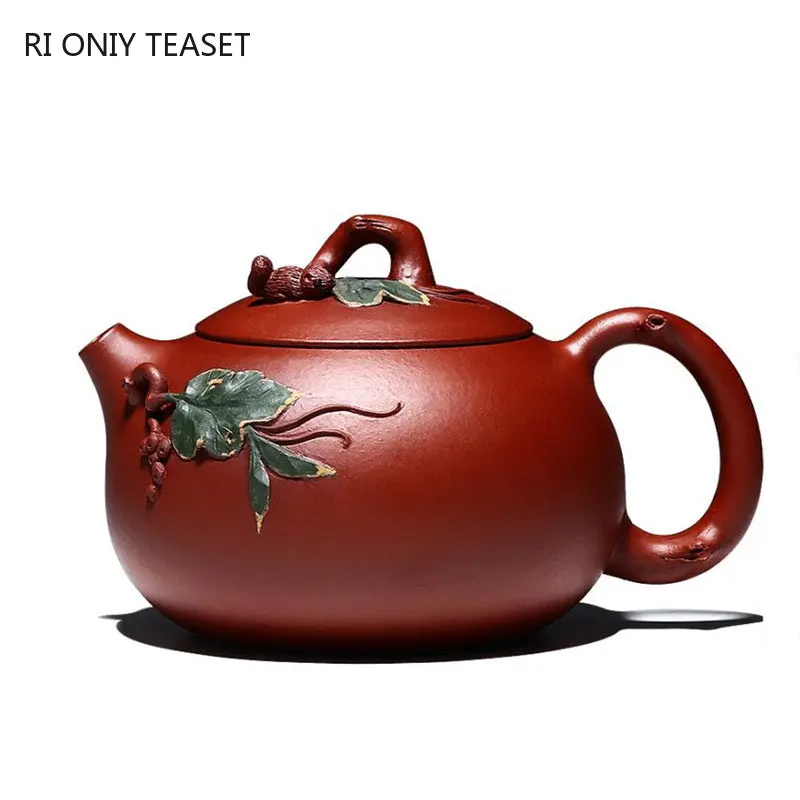 

Chinese Yixing High-end Purple Clay Teapots Famous Artists Handmade Squirrel Grape Xishi Tea Pot Kettle Zisha Tea Set Collection