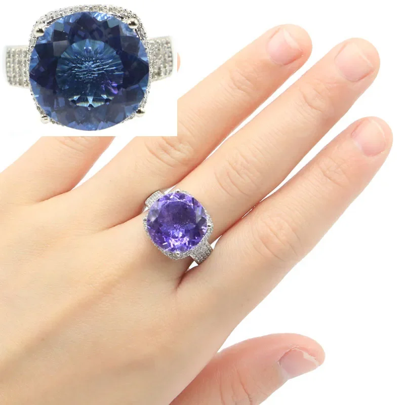 

8,5 г настоящие кольца из стерлингового серебра 925 пробы, индивидуальные кольца из султанита, меняющие цвет александритовый топаз, перидот, аквамарин, CZ, женские