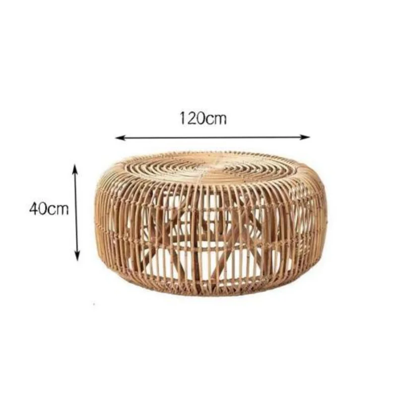 Japanese Rattan Living Room Furniture Coffee Table Small Apartment Restaurant Side Tables Homestay Balcony Sofa Round Tea Table