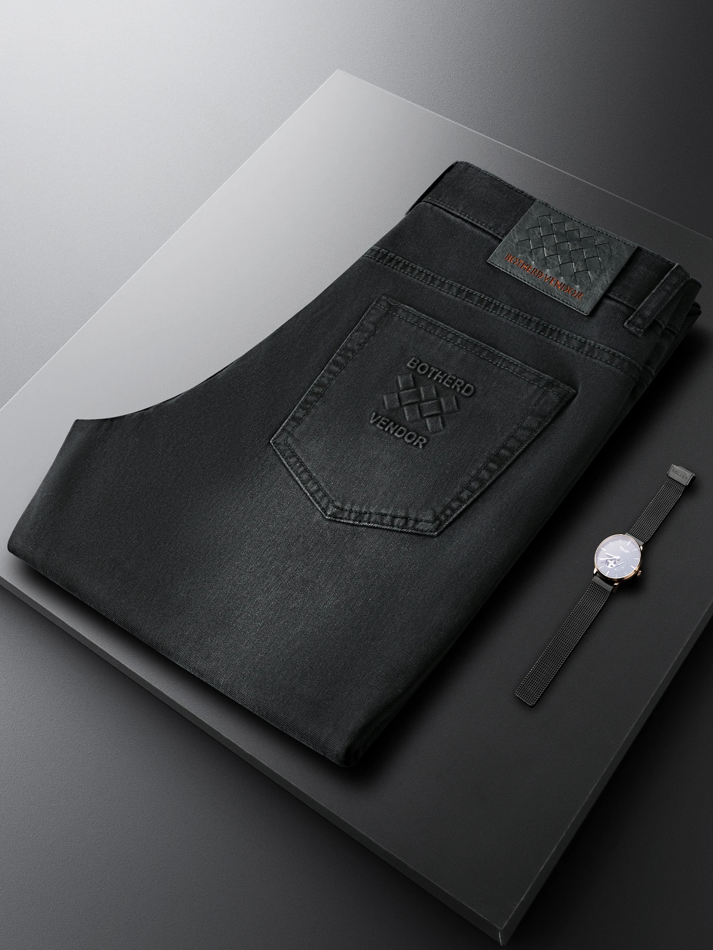 

Черно-серые мужские джинсы прямого кроя с эффектом постаревания, повседневные брюки, весна-осень, новый стиль, бренд Jack Charles