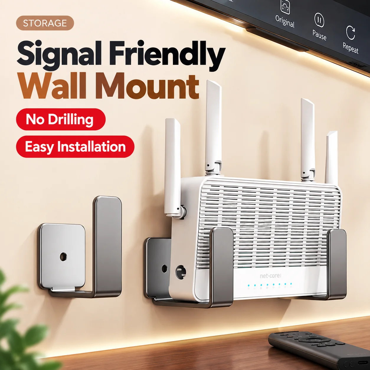 No Drilling Router Placement Rack Wall Mounted Socket Fixed Bracket Optical Modem Set Top Box Storage Rack Hook for Home