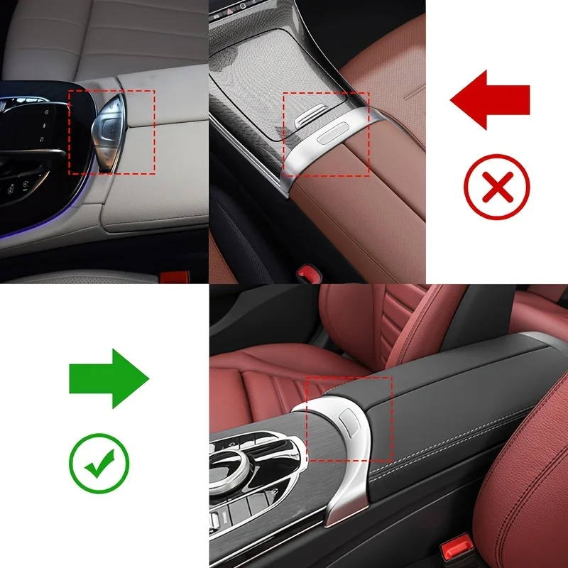 Per Mercedes-Benz Classe C, copertura protettiva per scatola bracciolo per auto classe GLC W205 X253, scatola portaoggetti per bracciolo console centrale, interruttore di testa