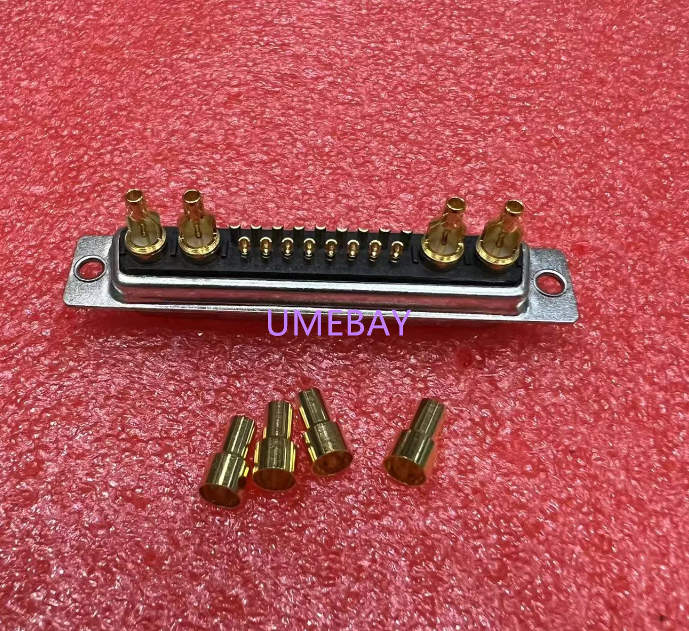 5pcs/ RF coaxial 3W3-F D-SUB female seat riveted optical hole all gold black glue mixed high current copper solid core car needl