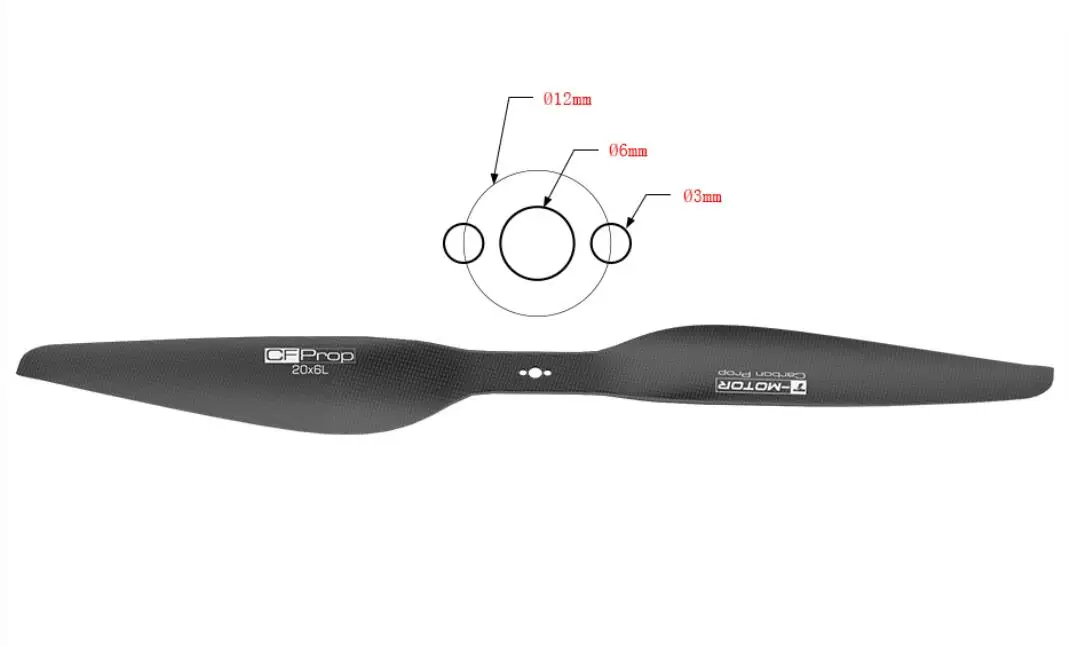 1 pair of T-Motor CF prop P20*6 Prop - 2PCS/PAIR 100% Carbon propeller Light weight Polish type 20inch 20X6 P20X6