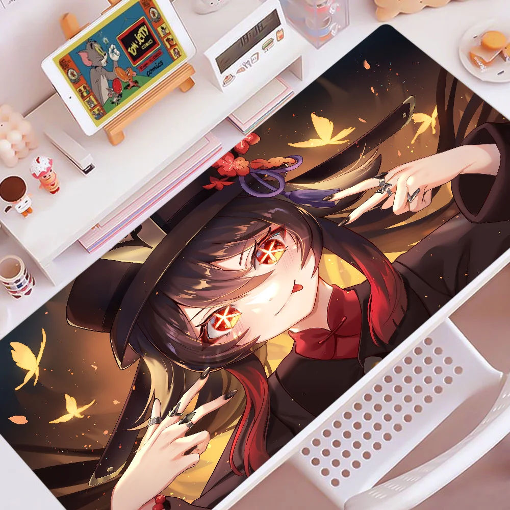 Genshin Impact 80x30cm XL Lockedge Thickened Mouse Pad Oversized Gaming Keyboard Notebook Table Mat For Teen Girls Bedroom