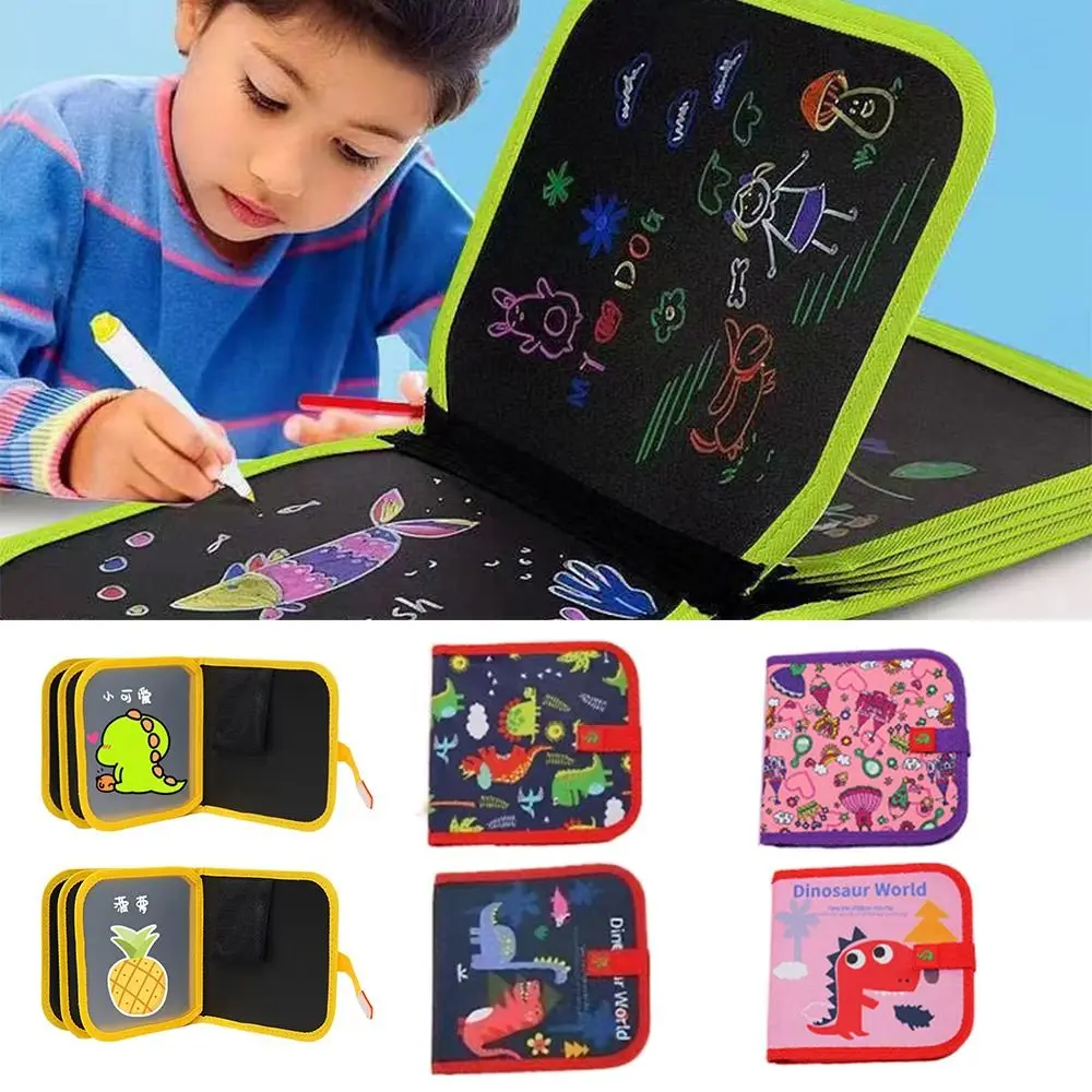 Simpatico libro di graffiti portatile cancellabile, riutilizzabile, per cartoni animati, per scrivere, set di pittura per bambini piccoli