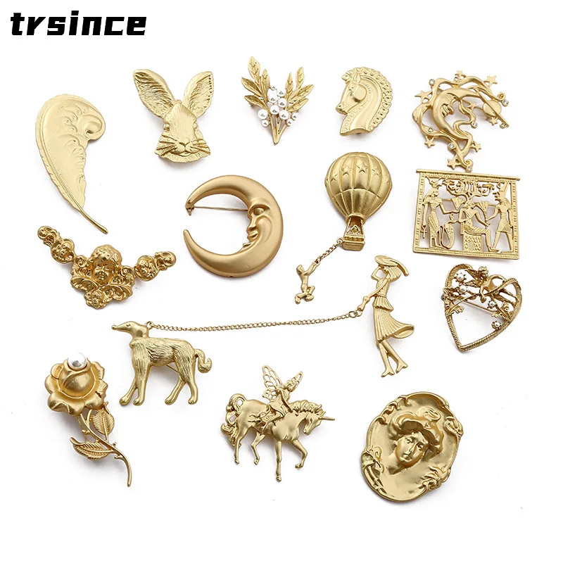 European and American Baroque Style Brooch Metal Texture High-level Needle Clothes Decoration Retro Corsage Western Ornaments