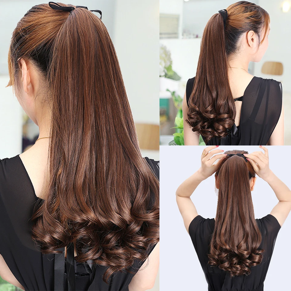 14 Inch Wavy Long Curly Hair Strap-type Pear Flower Curly Wig Ponytail Female Synthetic Fluffy Natural Shopping Commuting Wear image 6