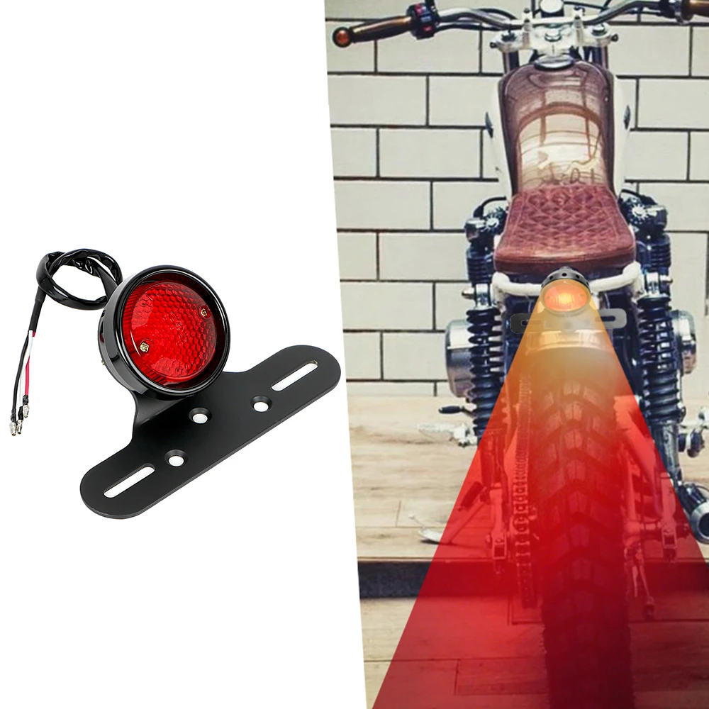 DC 12V LED Motorcycle Tail Brake Stop Light Moto Rear Lights Taillight Cafe Racer Motorbike Accessories