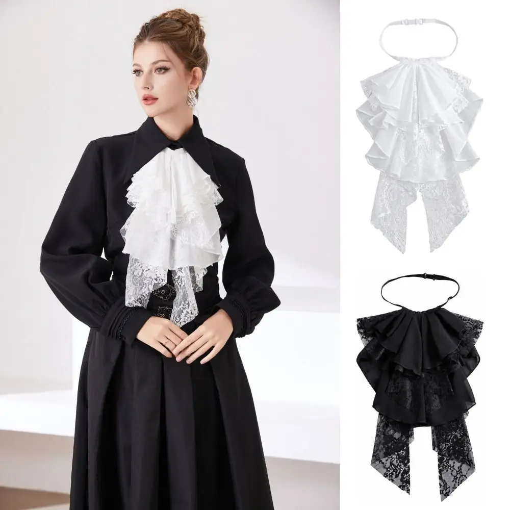 Retro Detachable Lace Collar Layered Ruffle Design False Collar Lace Neckline Adjustable Jabot Collar for Women
