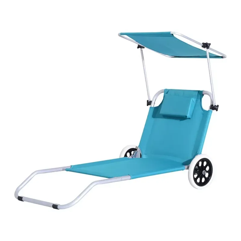 for Lounger Recliner Outdoor Camping Chair Garden Beach Bed Sunshade Folding with Canopy Beach