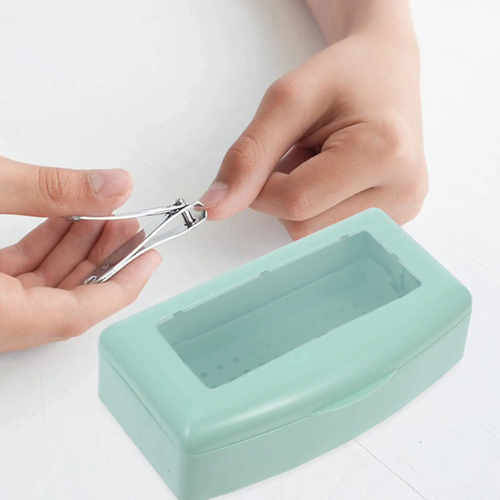 

Manicure Tool Cleaning Box Nail Art Tools Sterilizer Tray Portable Nail Clipper Organizer Storage Case for Salon Home Use