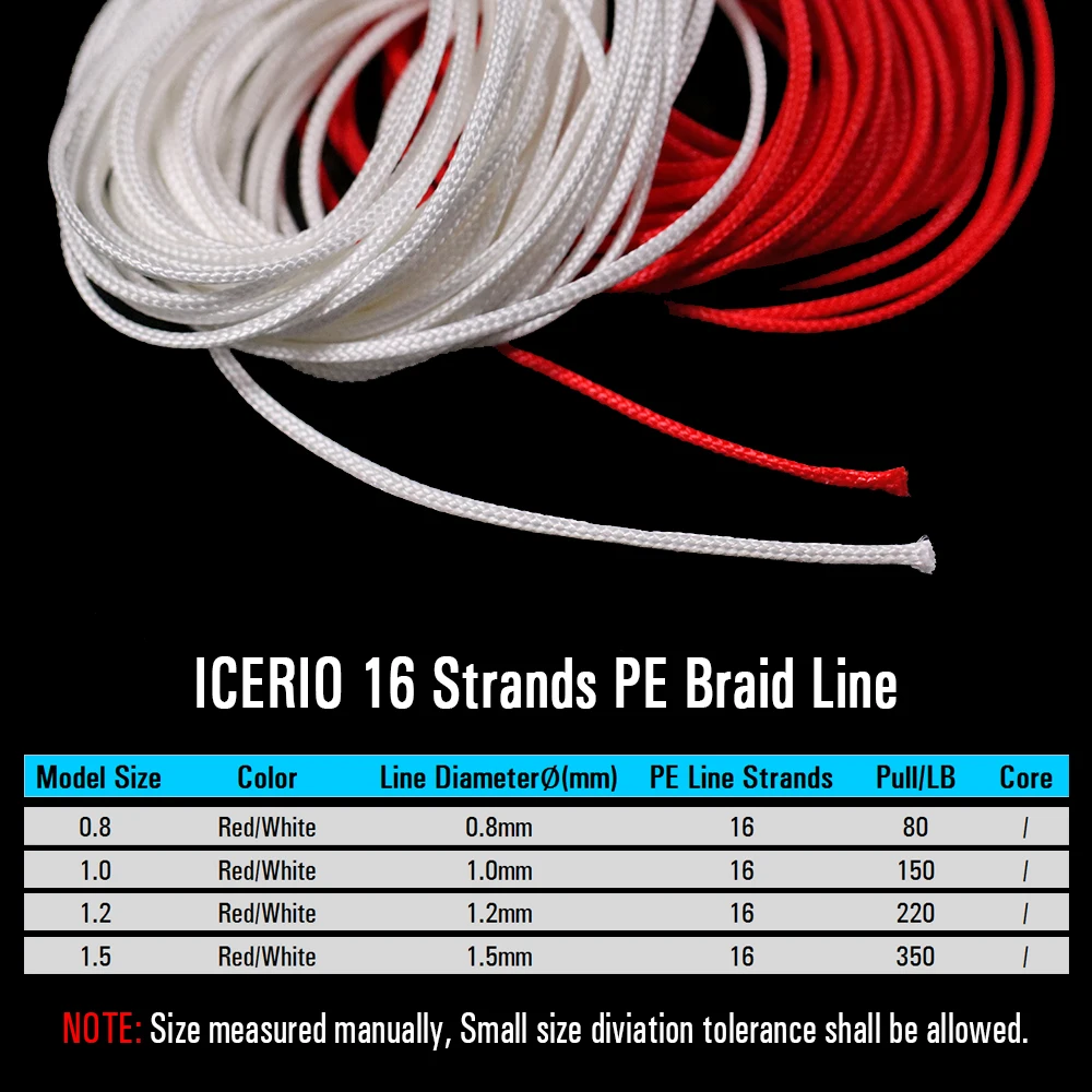 ICERIO 5M 16 Strands PE Braided Fishing Line for Assist Jig Hook Rigging Diving Spear Fishing DIY Trolling Lure Tied Line