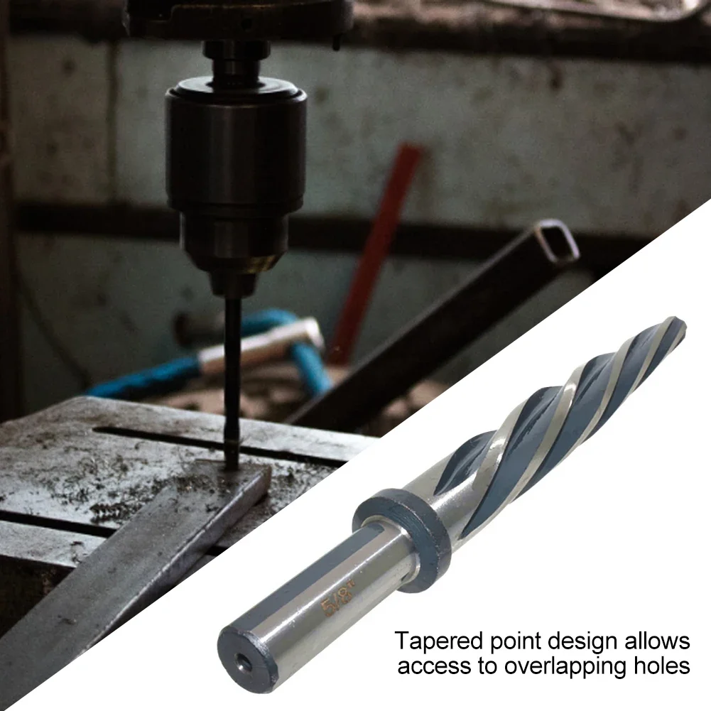Reamer Tapered 5/8 Inch dengan Shank 1/2 Inch, Mata Bor Spiral Flute, Alat Pembesar Lubang, Alat Penyelarasi Lubang untuk Konstruksi Logam
