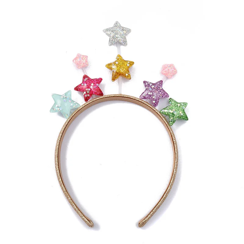 

10pcs Glitter Assorted Colors Star Hairbands Cartoon Hard Headbands Princess Headwear Party Boutique Hair Accessories for Girls