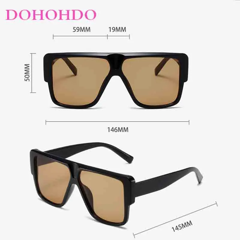 Trendy Klassieke Zonnebril Unisex Oversized Eendelig Frame Bril Tinten Persoonlijkheid Vierkante Brillen UV400 Gafas De Sol