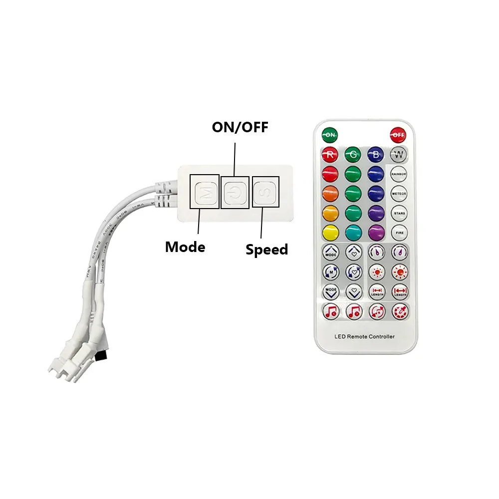 SP611E Bluetooth Music Pixel LED Controller APP Remote Control + IR Remote Control for WS2812B/WS2811  Light Strips DC5-24V